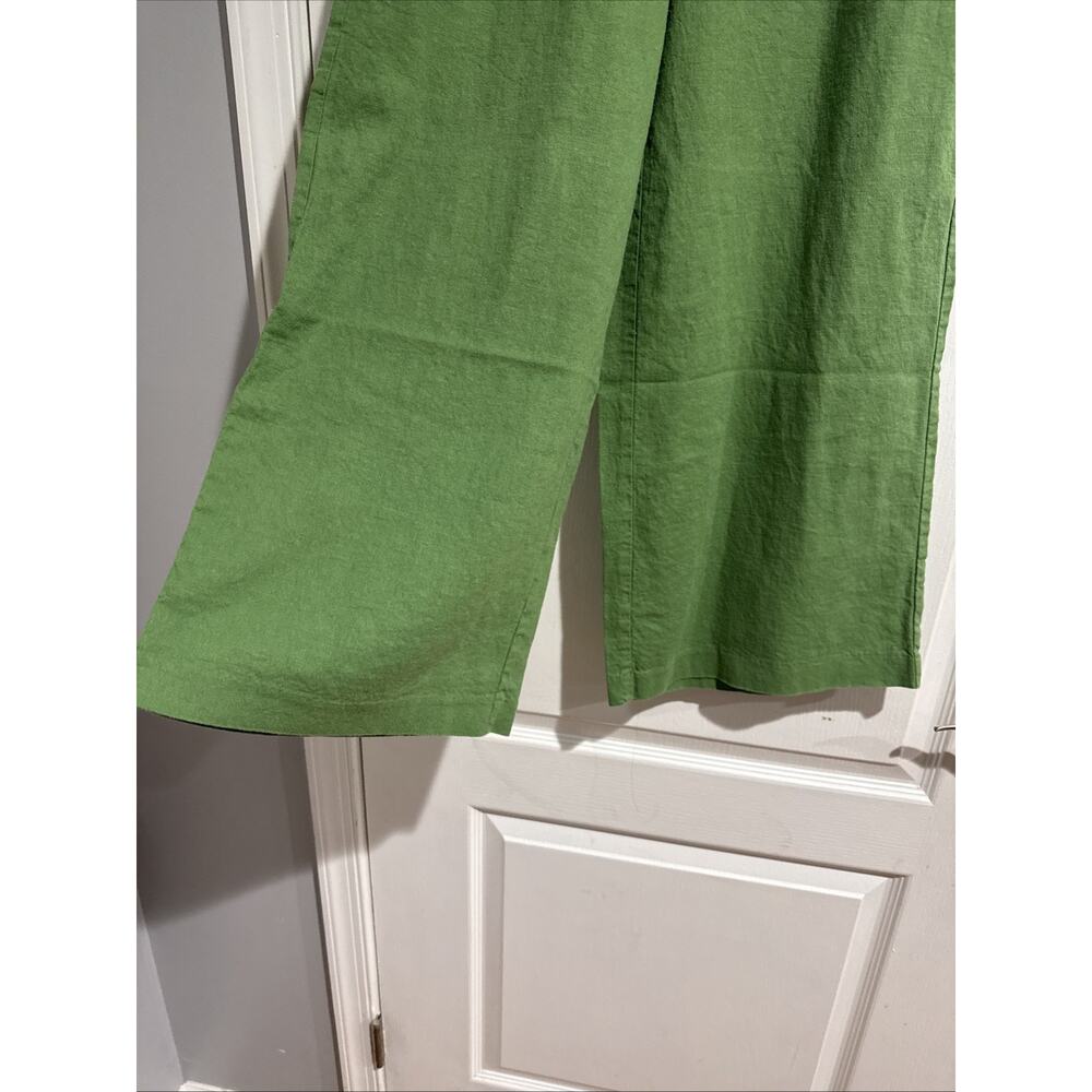 Women's Green Linen Cropped Pants Wide Leg Size XS From Simply Vera Vera Wang - Picture 2 of 8